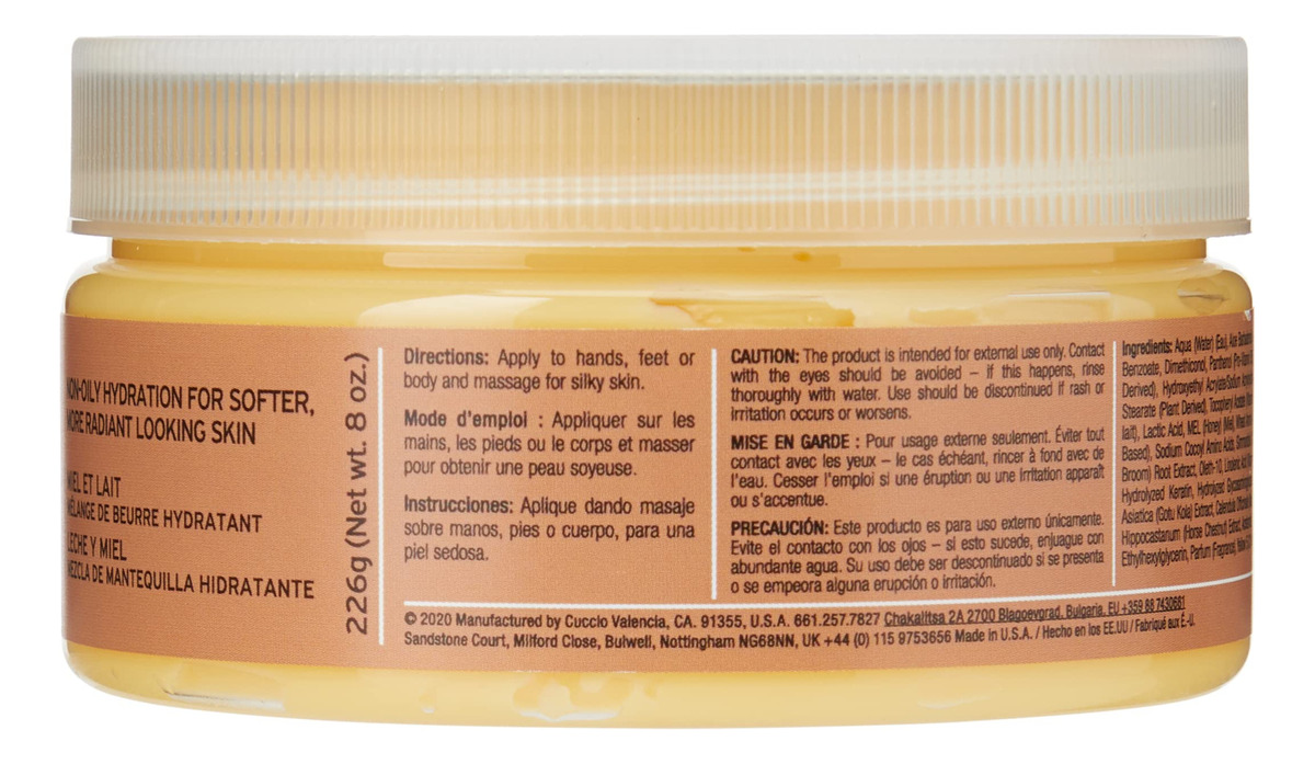 Creme Corporal Cuccio Naturale Butter Blends Leite E Mel 240 - Imagem 3
