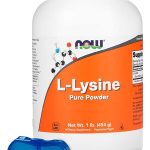 L-lisina Em Pó Puro 454 G Now Foods + Porta Cápsulas