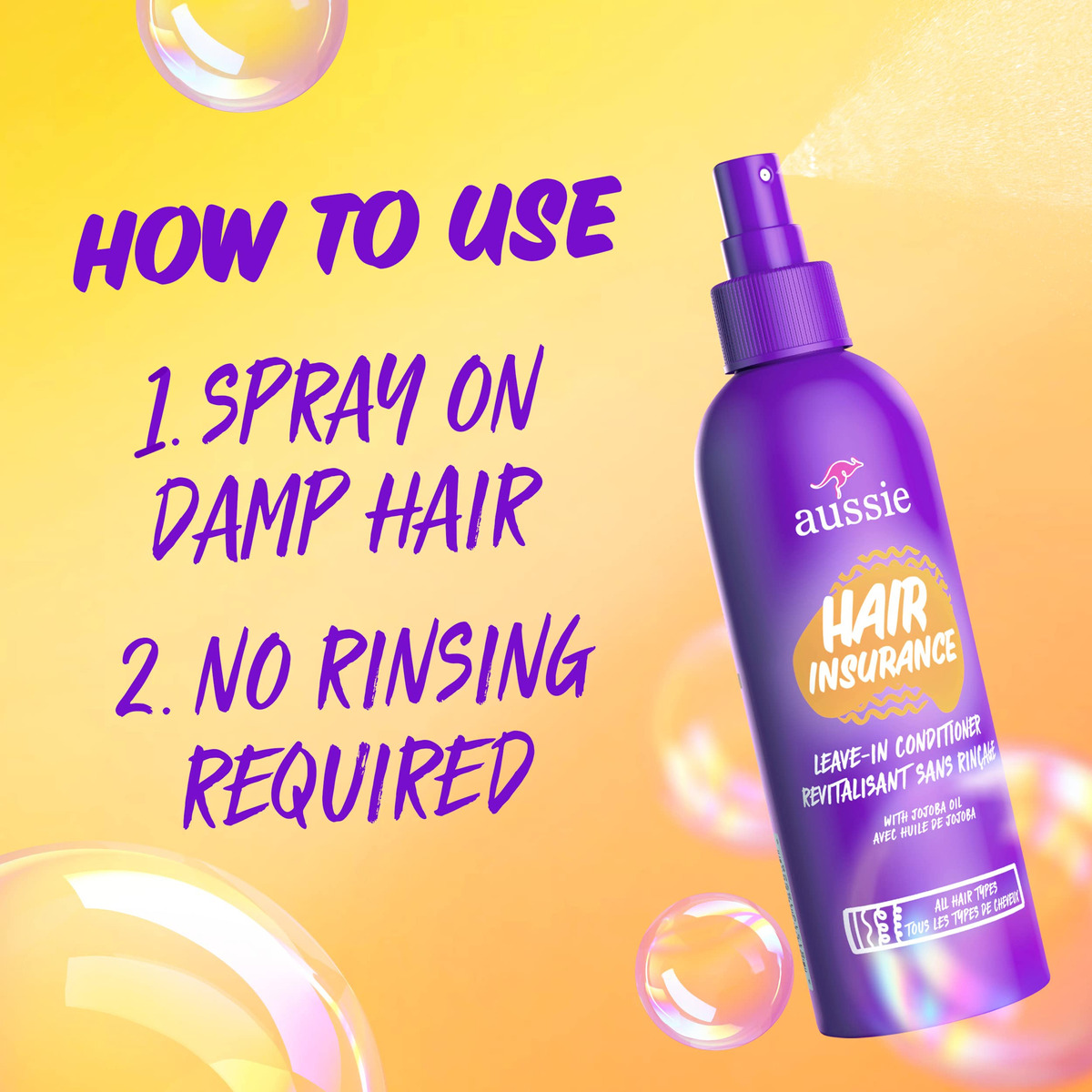 Condicionador Leave-in Spray Aussie Hair Insurance 240 Ml X3 - Imagem 4