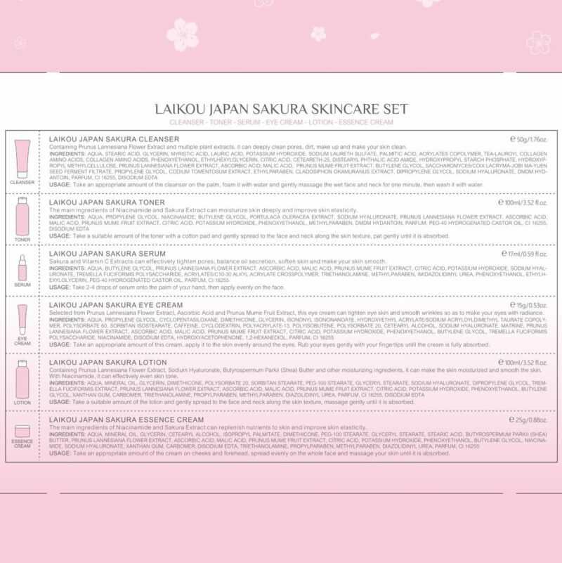 Conjunto De Cuidados Com A Pele Laikou Japan Sakura Com Limp - Image 8
