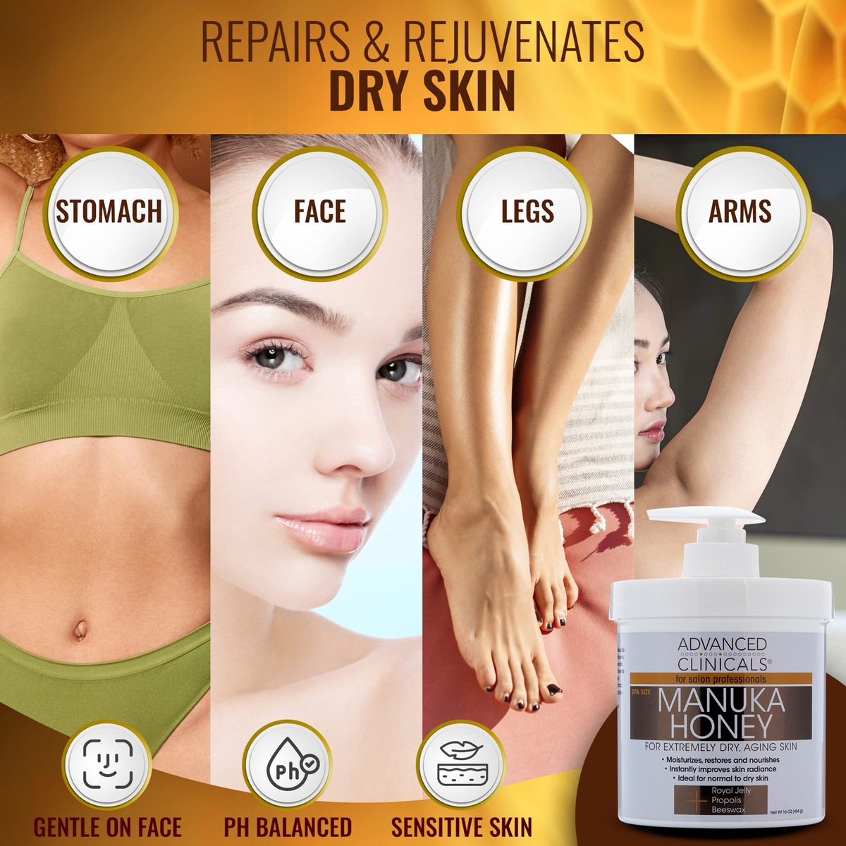 Hidratante E Manteiga Corporal Advanced Clinicals Manuka Hon - Imagem 4