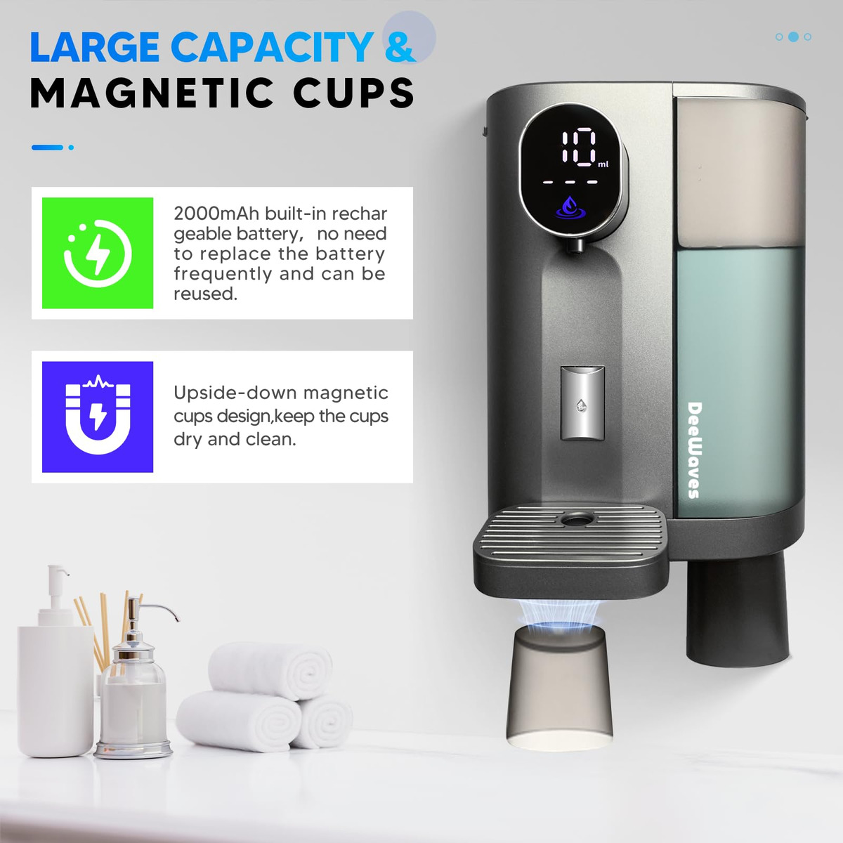 Dispensador Automático De Enxaguatório Bucal Deewaves 600ml - Imagem 4