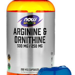 Arginina Ornitina 500mg/250mg Now 250 Caps + Porta Cápsulas