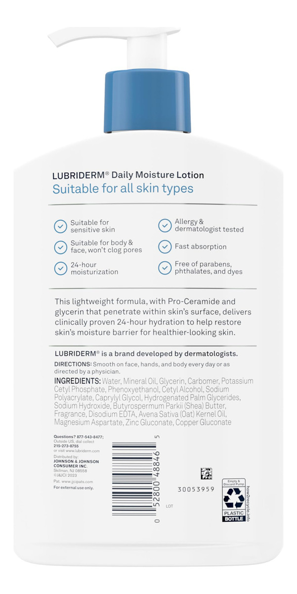 Loção Hidratante Lubriderm Daily Moisture 480ml Pro-ceram - Imagem 9