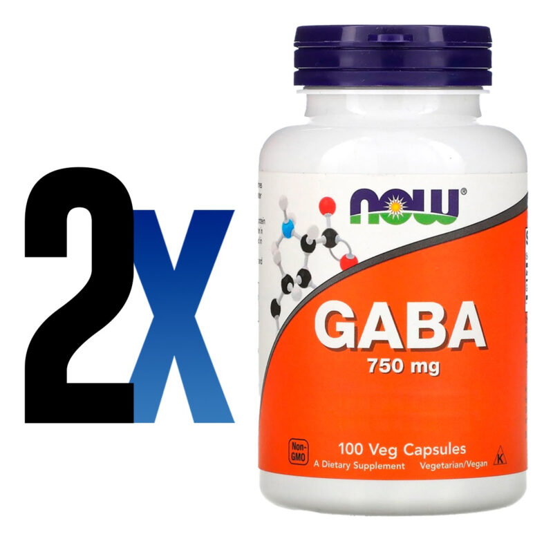 Ácido Gaba 750mg 100 Veg Cáps Importado 2un Now Foods - Imagem 2