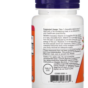 Vitamina D3 5000iu Now 120 Chewable Mastigável Importado 2un