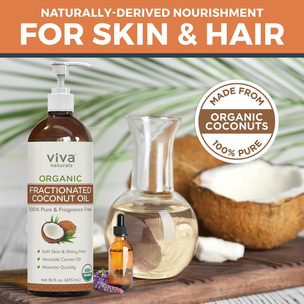 Óleo De Coco Orgânico Fracionado Viva Naturals Para Cabelo - Imagem 2