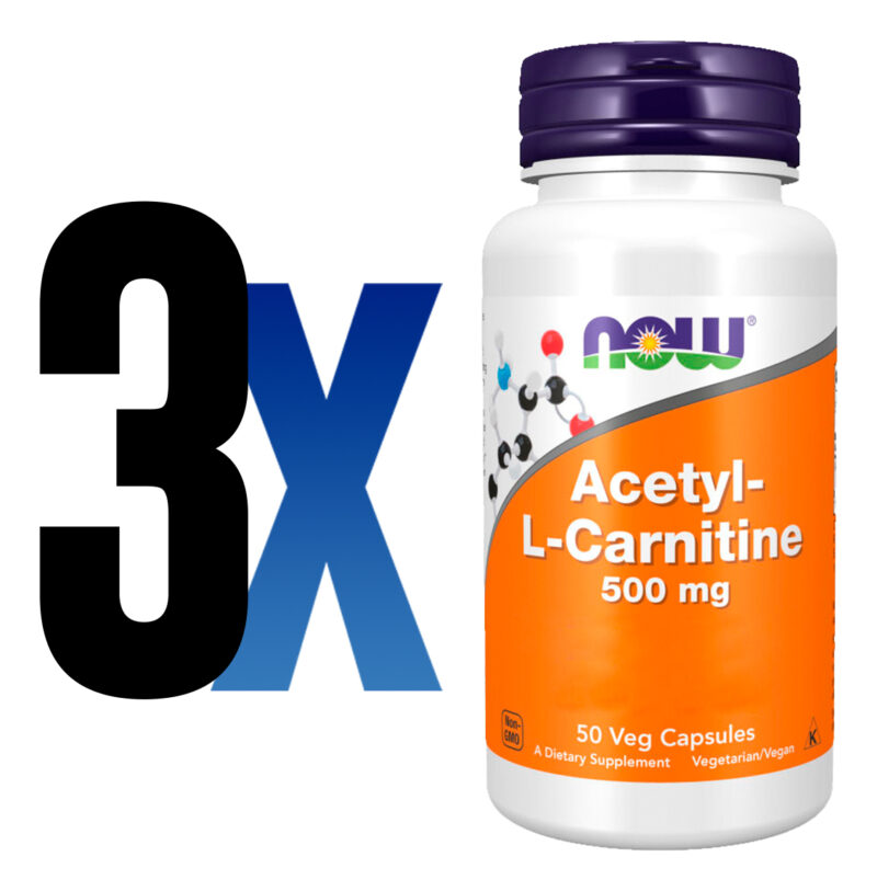 Acetil L-carnitina 500mg Now Foods 50veg Caps Importado 3un - Imagem 2