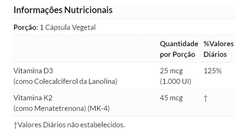 Vitamina D3 25mg Com Vit K2 45mg 120 Cap Importado - Imagem 2