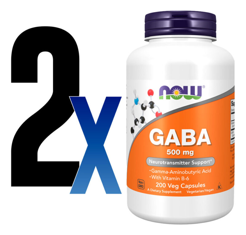 Ácido Gaba 500mg Now Foods Com Vitamina B-6 200 Veg Caps 2un Sabor Sem Sabor - Image 3