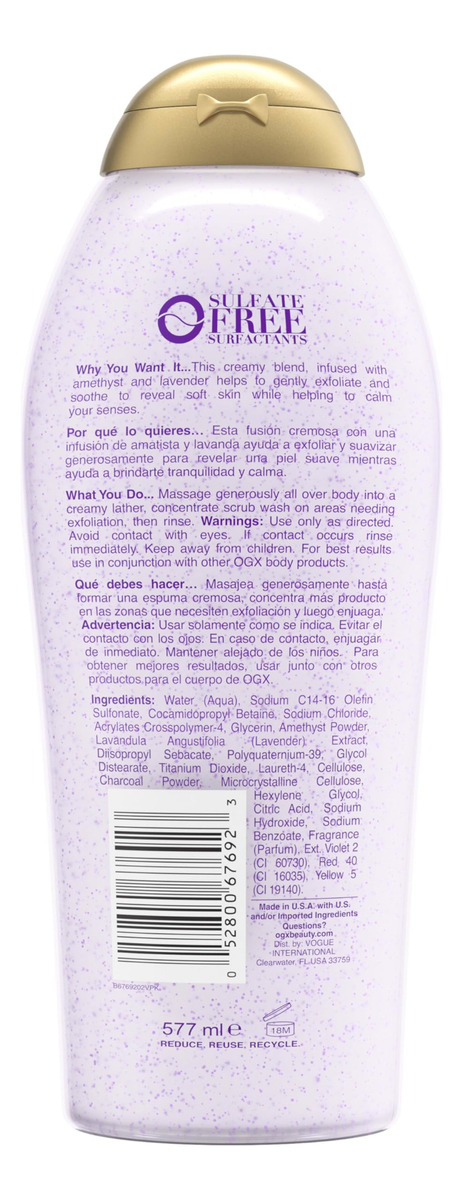 Esfoliante E Sabonete Corporal Ogx Calming + Ametista E Lava - Imagem 8