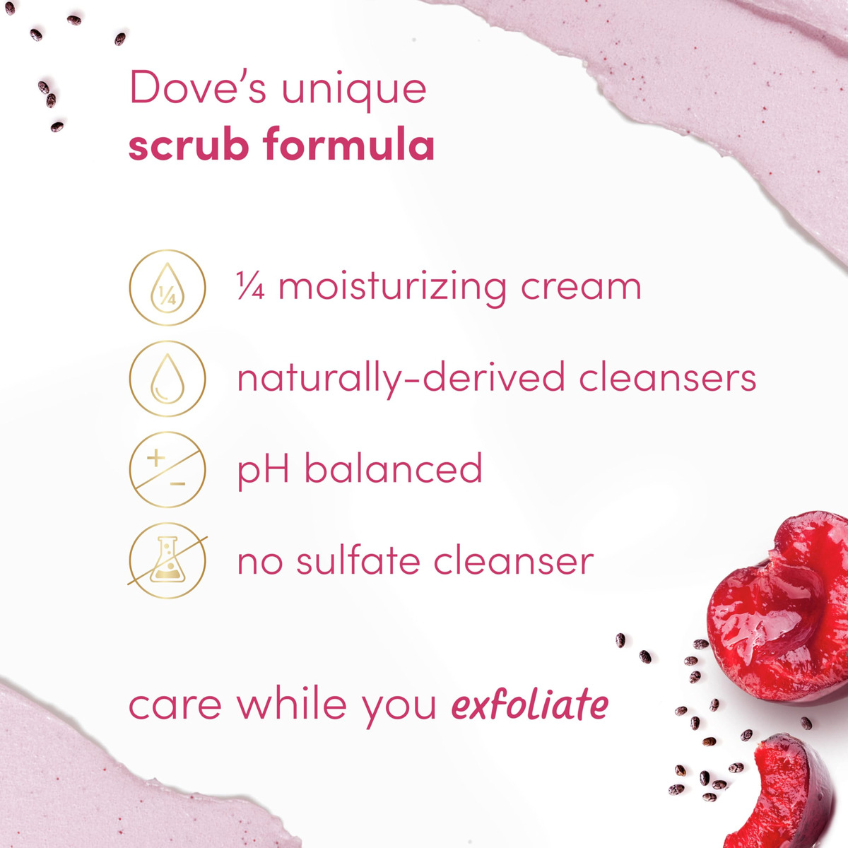 Esfoliante Corporal Dove Cherry & Chia Esfolia 443 Ml Para P - Imagem 3