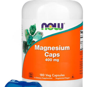 Magnésio Magnesium 400mg Now Foods 180 Veg Cáps +porta Cáps