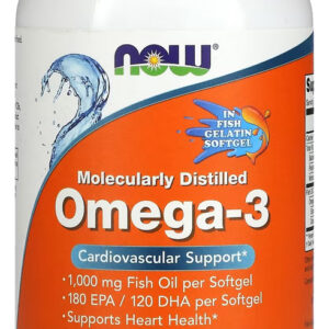 Ômega-3 1.000mg Now Foods 180/120 200caps Softgels Sabor Sem Sabor