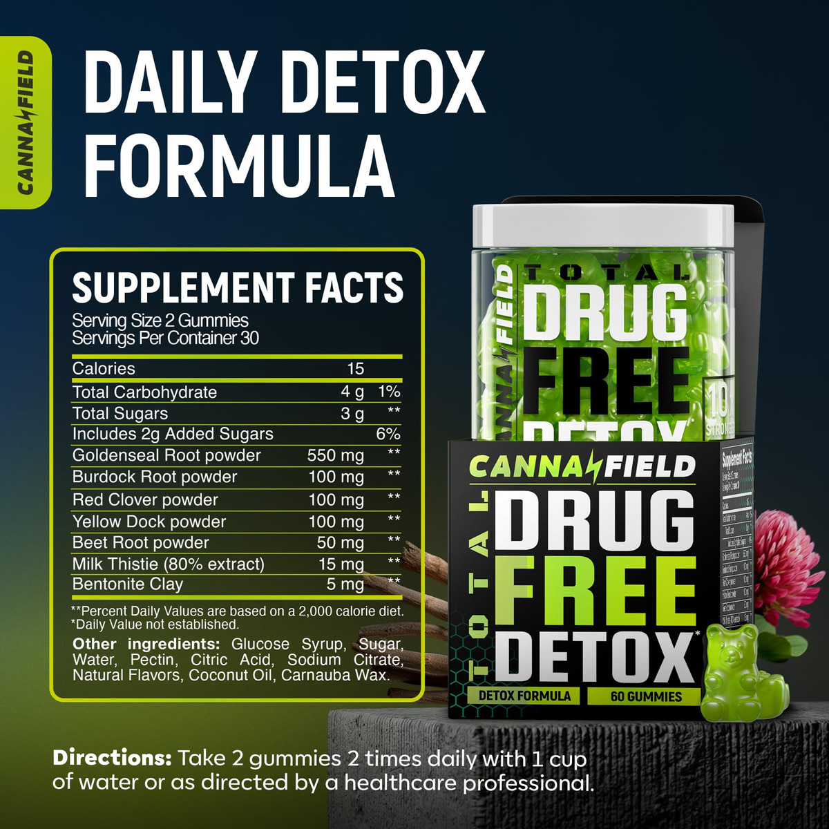 Limpeza De Corpo Inteiro Detox Gummies Canna Field Com Cardo - Imagem 2