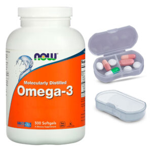 Ômega-3 Mol. Destilado Now Foods 500soft + Porta Cápsulas