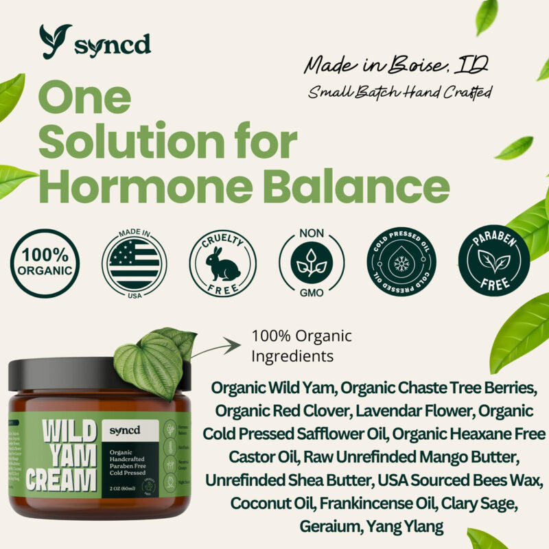 Cream Syncd Wild Yam Para Equilibrar Os Hormônios E Aliviar - Image 3