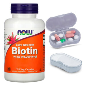 Biotina 10mg Extra Força Now Foods 120 Caps + Porta Cápsulas