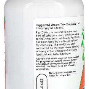 Pau D'arco 500mg Now Foods 100 Cáps + Porta Cápsulas