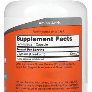 L-tirosina 500mg Forma Livre 120cápsulas Importado