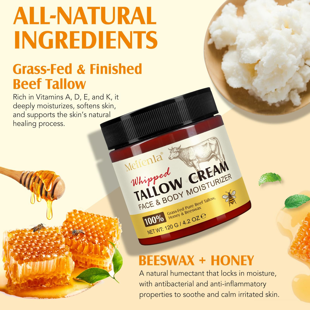 Creme Hidratante Meifenla Beef Sallow & Honey Para Rosto E B - Imagem 3