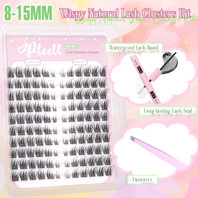 Kit De Extensão De Cílios Pleell Wispy Lash Clusters C Curl - Image 3