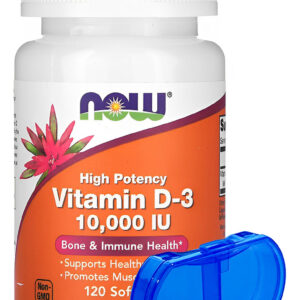 Now Foods Vitamina D3 10000 Iu 120 Softgels + Porta Cápsulas