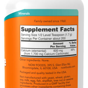 Carbonato Cálcio Pó Now Foods 340g + Porta Cápsulas