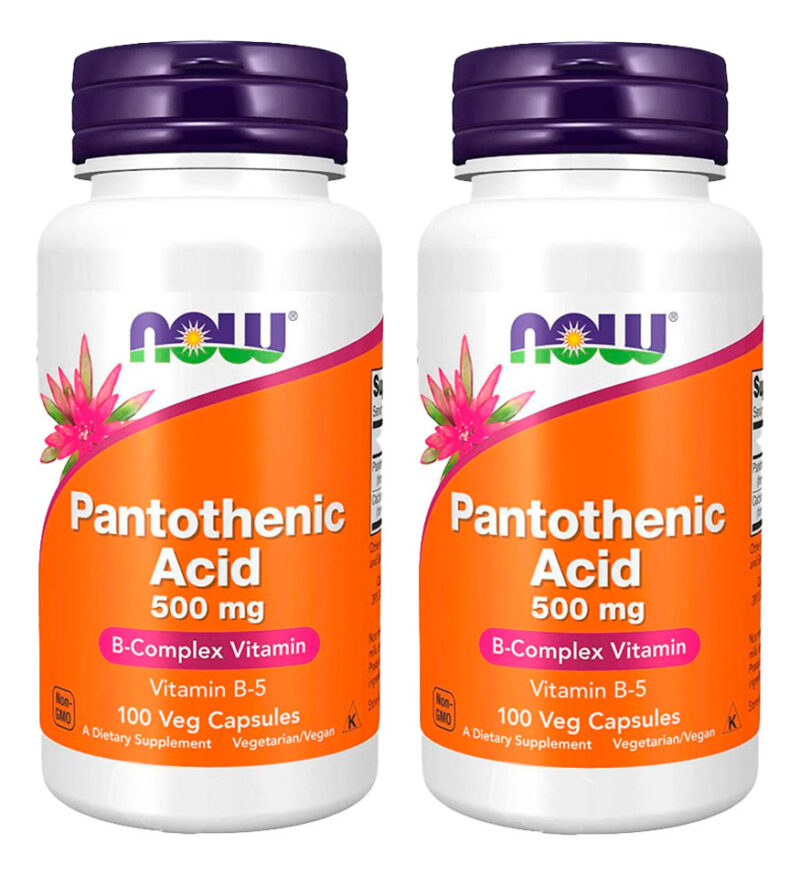 Ácido Pantotênico 500mg Now Foods Complexo B 100cap 2un Sabor Sem Sabor