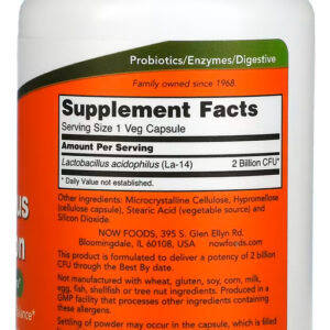 Acidophilus Two 20mg Now Foods 100 Cápsulas Importado 4un
