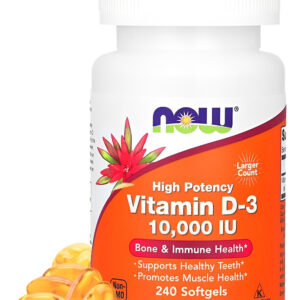 Now Foods Vitamina D3 250mcg Alta Potência 240 Softgels