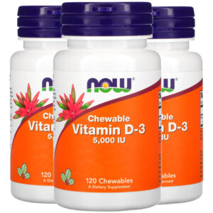Vitamina D3 5000iu Now 120 Chewable Mastigável Importado 3un