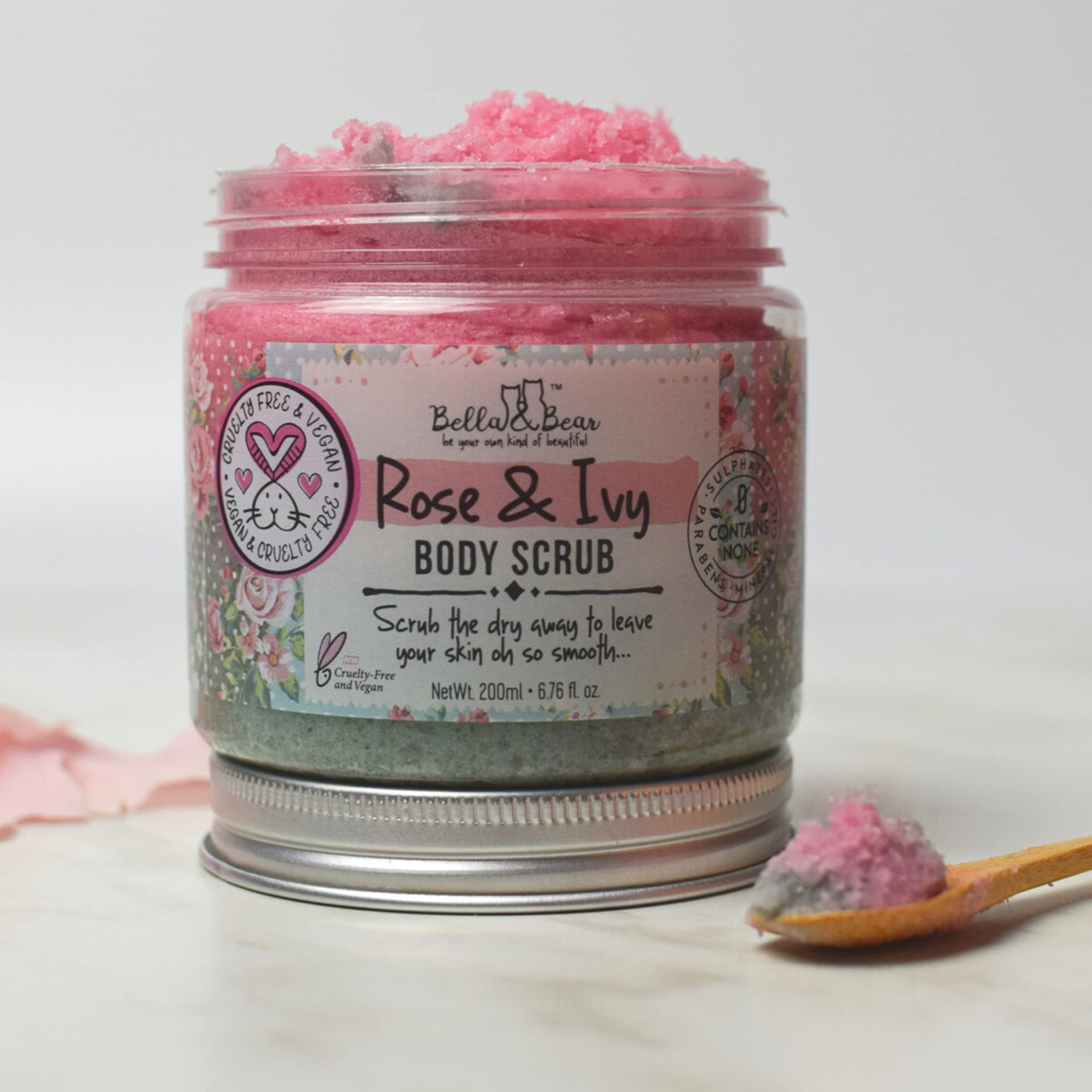 Esfoliante Corporal Bella & Bear Rose & Ivy 200 Ml Vegano E - Imagem 4