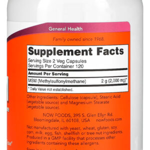 Msm 1000mg Now Foods 240 Cápsulas + Porta Cápsulas