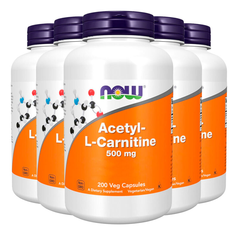 Acetil L-carnitina 500mg Now Foods 200veg Caps Importado 5un