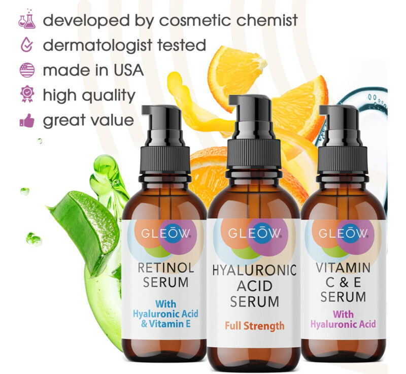 Conjunto De Sérum Gleow Retinol, Vitamina C E Ácido Hialurôn - Image 2
