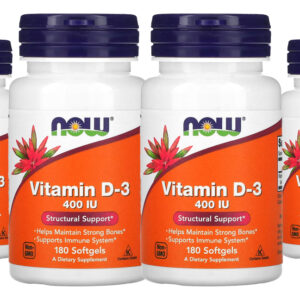 Vitamina D-3 Now Foods 400 Iu 180 Caps Softgels 4un Sabor Sem Sabor