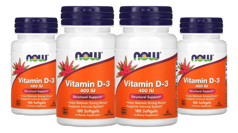 Vitamina D-3 Now Foods 400 Iu 180 Caps Softgels 4un Sabor Sem Sabor