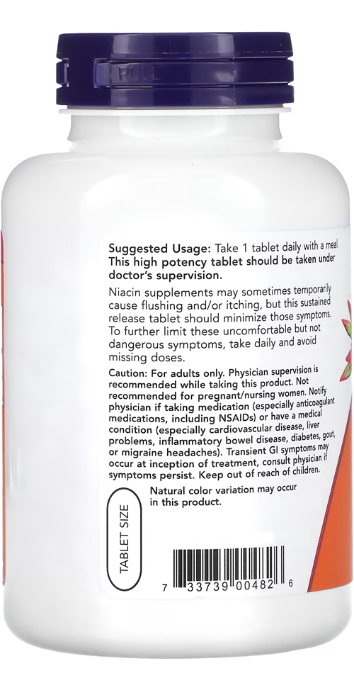 Niacina 500mg Now Foods Niacin Vitamina B-3 250 Tablets - Imagem 3