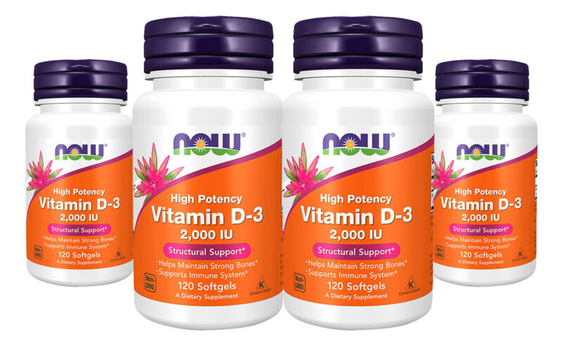 Vitamina D3 2000 Iu Alta Potência Now Foods 120softgls 4un