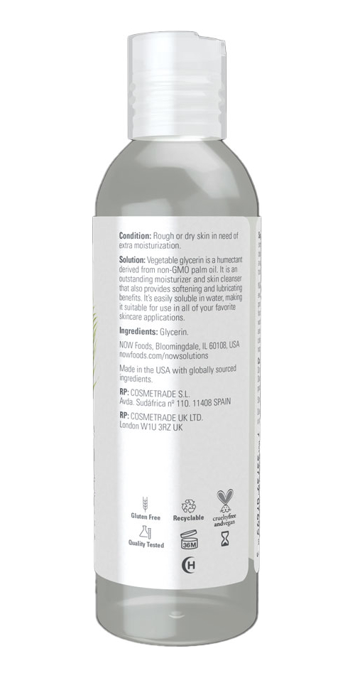 Glicerina Vegetal 118ml Now Foods Vegetable Glycerin Puro - Imagem 2