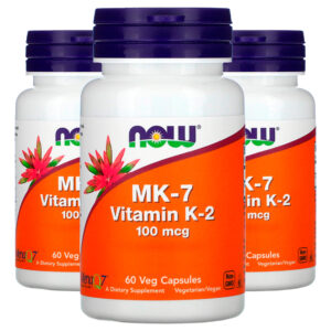 Mk-7 Vitamina K-2 100mcg 60 Veg Cáps Importado 3un Now Foods