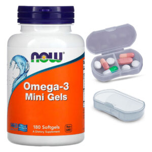 Ômega-3 Mini Gels Now Foods 180 Softgels + Porta Cápsulas