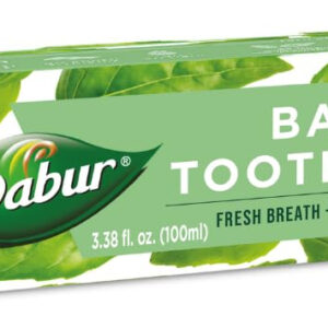 Pasta De Dentes Dabur Herbal Basil 100ml Fórmula Sem Flúor