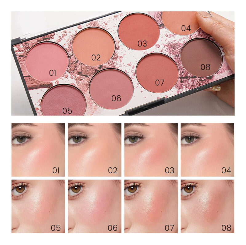 Paleta De Blush Facial Kyda 8 Cores Natural Matte Ownest Bea - Image 3