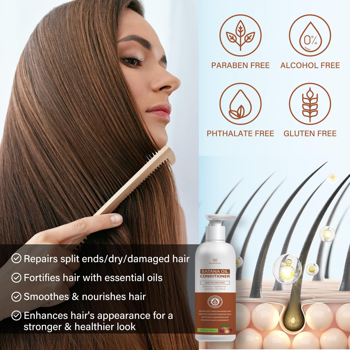 Condicionador Beadlamey Batana Oil Hair Growth 350ml - Imagem 5