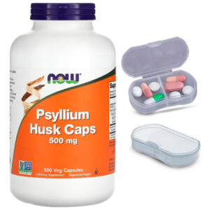Fibra De Psyllium 500mg Now Foods 500 Cáps + Porta Cápsulas