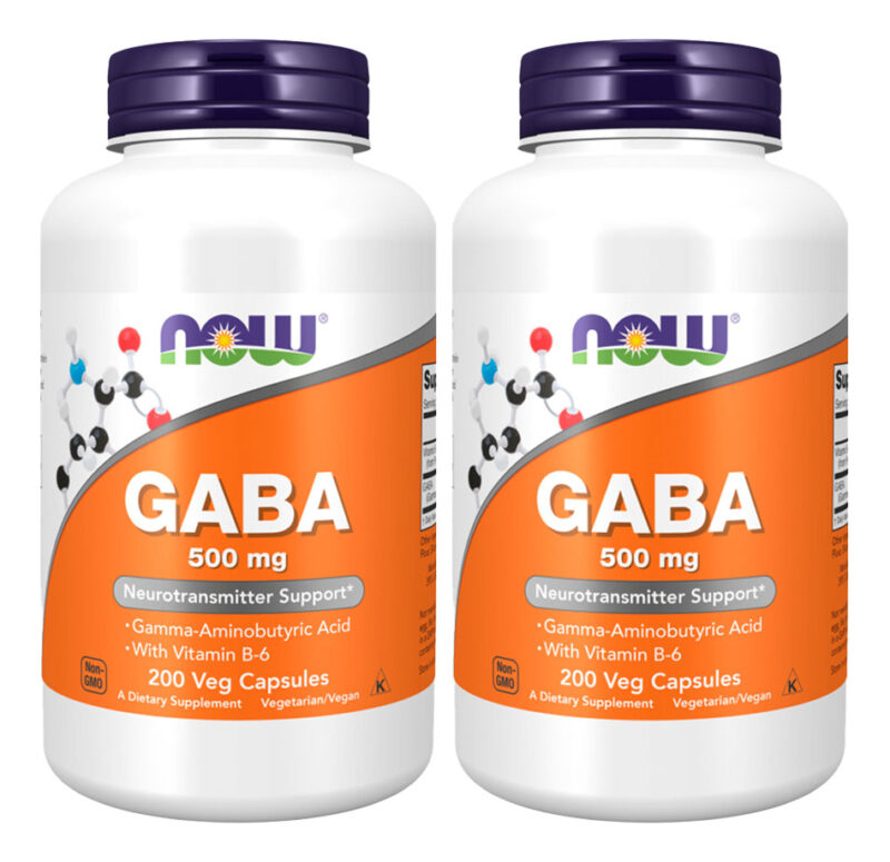 Ácido Gaba 500mg Now Foods Com Vitamina B-6 200 Veg Caps 2un Sabor Sem Sabor