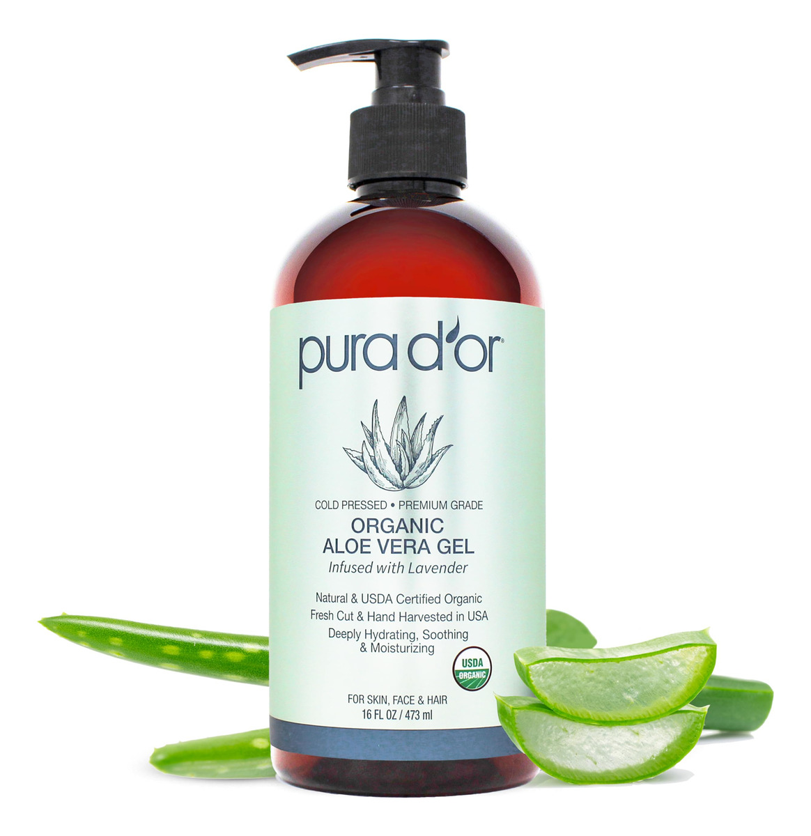 Gel De Aloe Vera Pura D'or 473ml Hidratante Orgânico De Lava