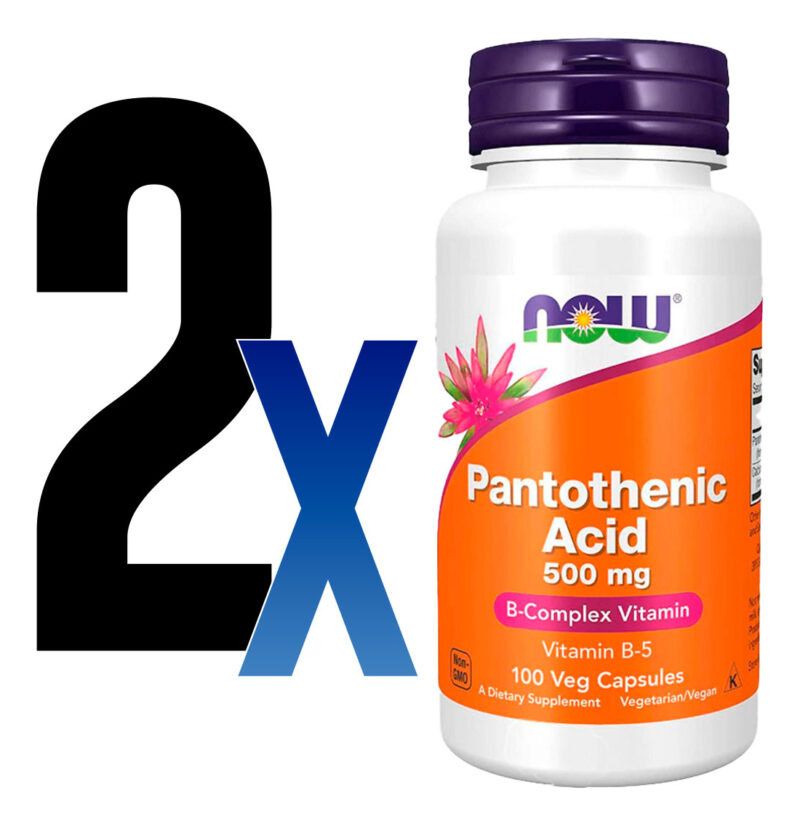 Ácido Pantotênico 500mg Now Foods Complexo B 100cap 2un Sabor Sem Sabor - Image 3